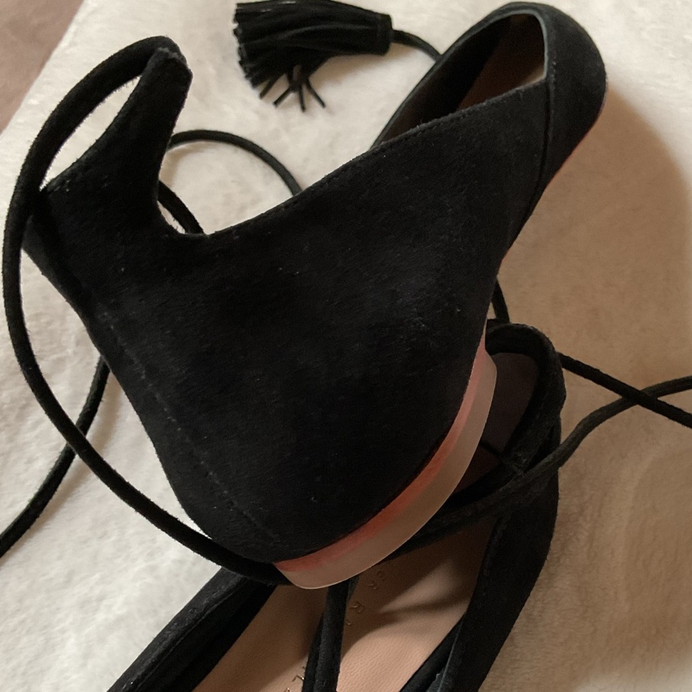 Loeffler Randall Tassel Accents D'orsay Flats In Black Suede, 7.5 - Picture 8 of 8